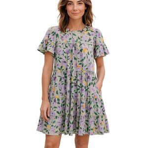 Donna Morgan Women's Loose Multi Tier High Neck Mini Dress Size 8